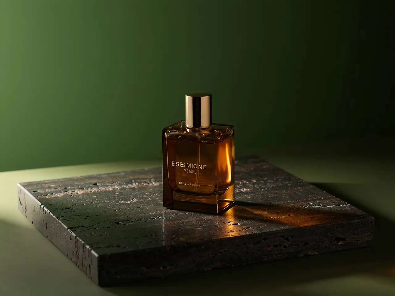A luxury fragrance still life showcasing precise reflections, premium materials, and a calm editorial color palette.