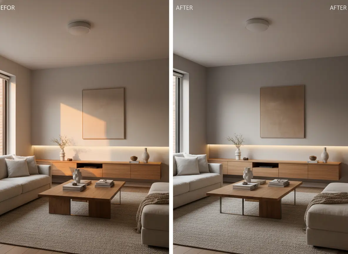 A quick living-room refresh edit with warmer materials and a more polished styling direction.